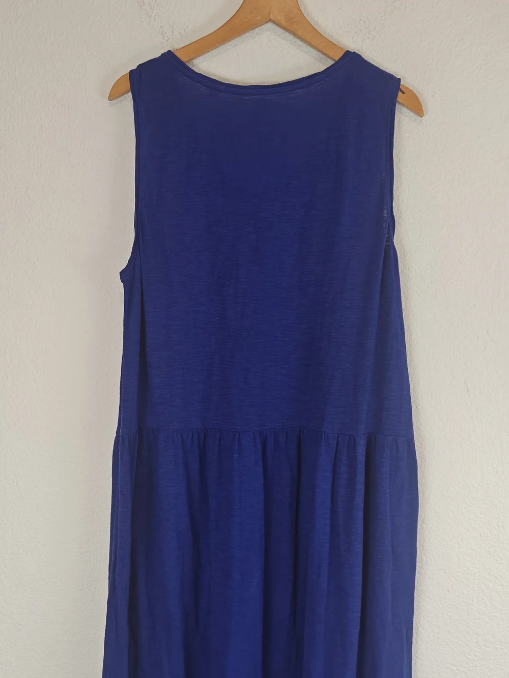 Eileen Fisher Blue Tiered Maxi Dress Large Cotton Blend Sleeveless